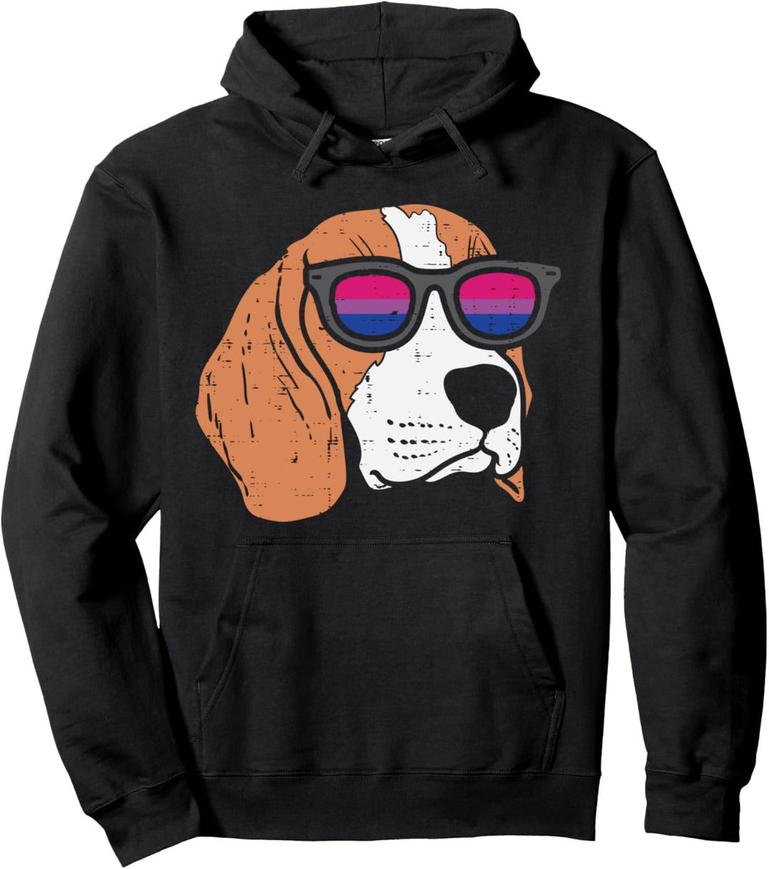 Beagle Dog LGBTQ Bisexual Flag Gay Pride Ally Bi Dog Lover Pullover Hoodie