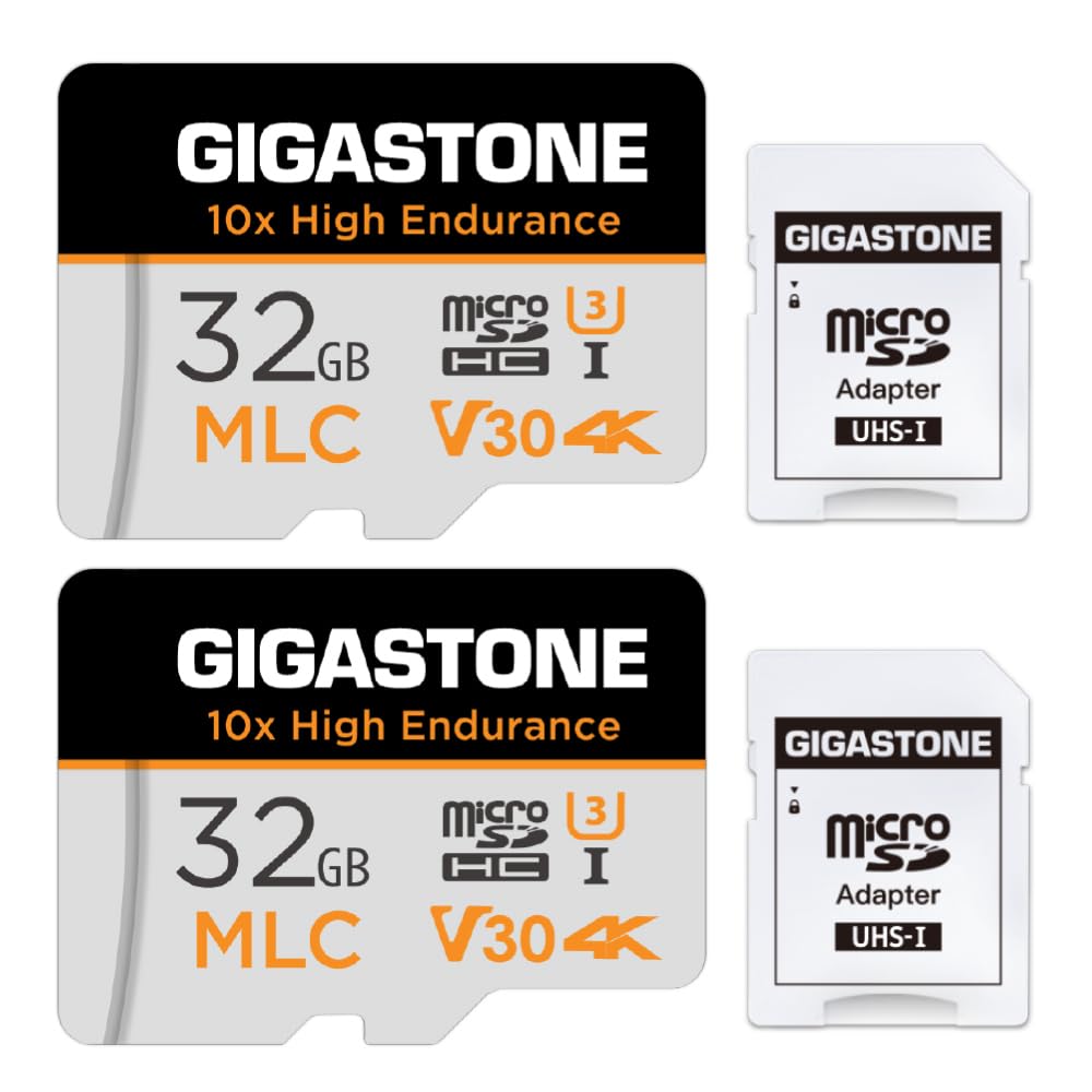 [10x High Endurance] Gigastone MLC 32GB 2er-Pack Industrial MicroSDXC Karte mit Adapter,95/60 MB/s 4