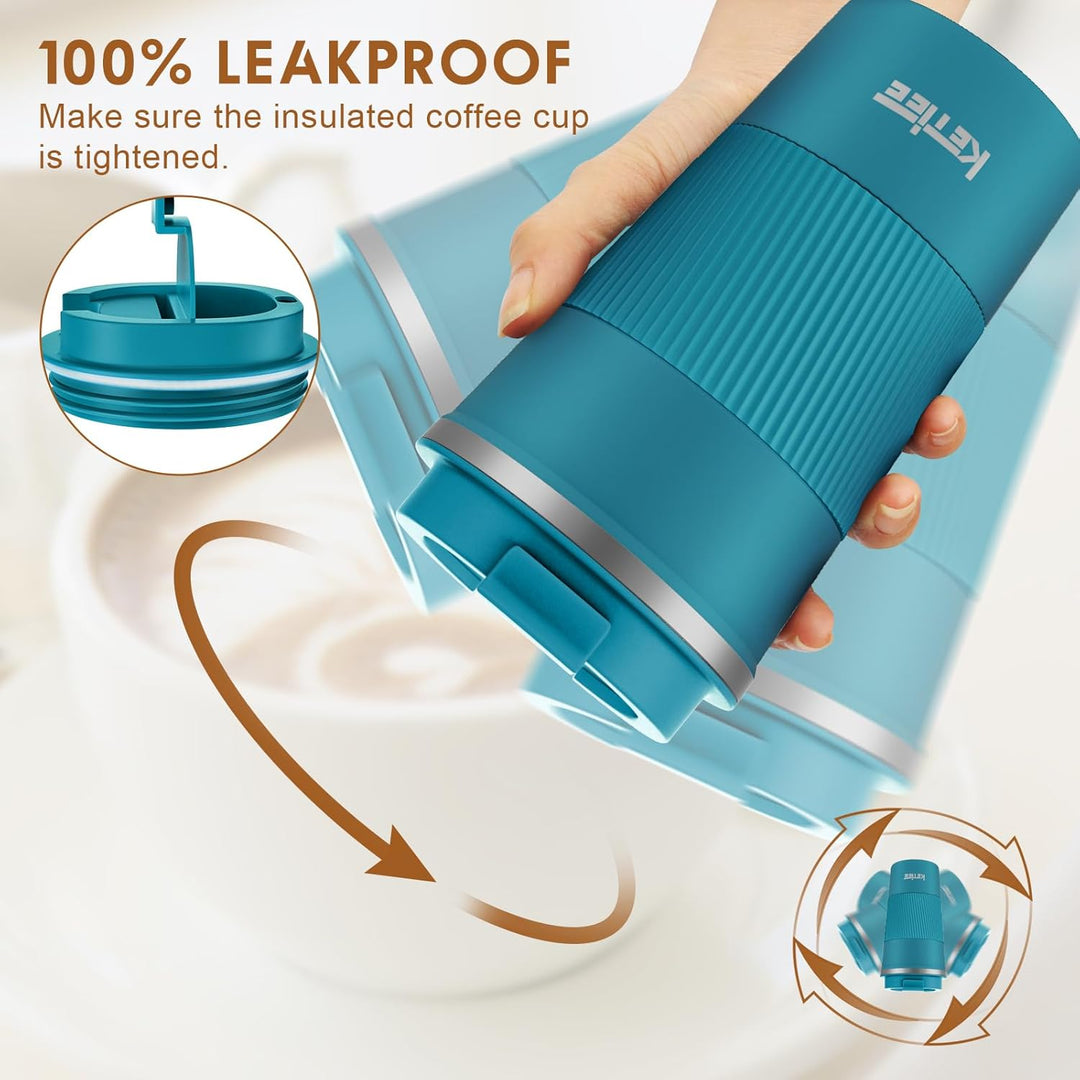 KETIEE Kaffeebecher to go,510ml Thermobecher Kaffee-to-go,Kaffeebecher Thermo,Doppelwandig Reisebech