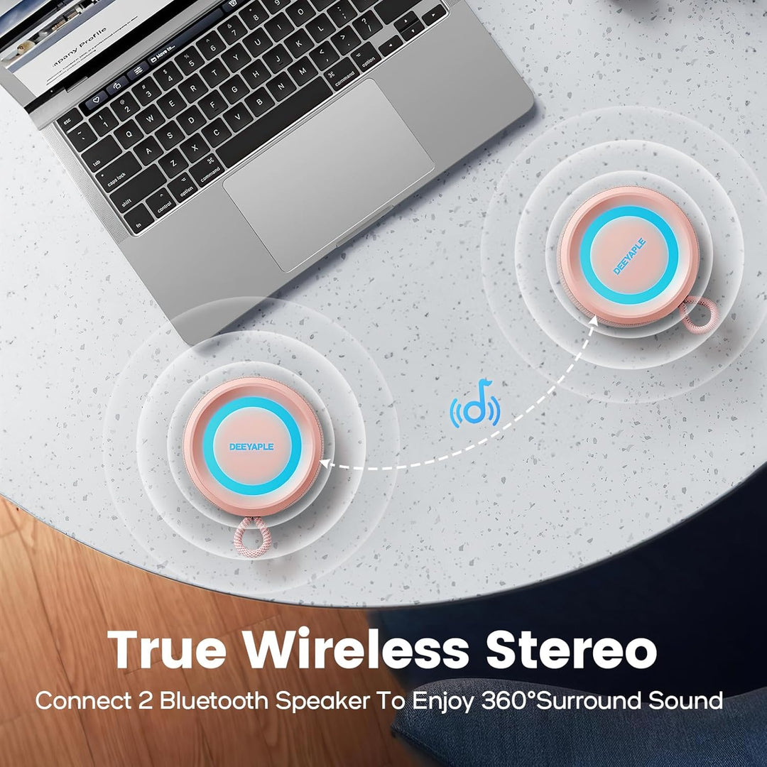 Deeyaple Bluetooth Lautsprecher Klein Tragbarer Musikbox 5.3 IPX7 Wasserdicht Kabellose Stereo Pairi