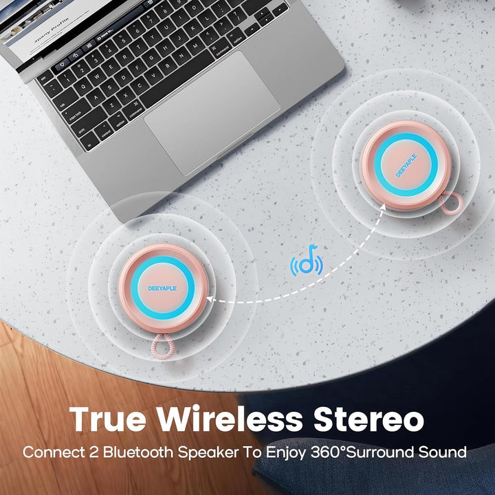 Deeyaple Bluetooth Lautsprecher Klein Tragbarer Musikbox 5.3 IPX7 Wasserdicht Kabellose Stereo Pairi