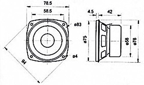 'Visaton vs-f8sc/8 – Lautsprecher (8,38 cm (3.3), Rolle, 20 W, 30 W, 80 – 15000 Hz, 2 cm) schwarz, 8