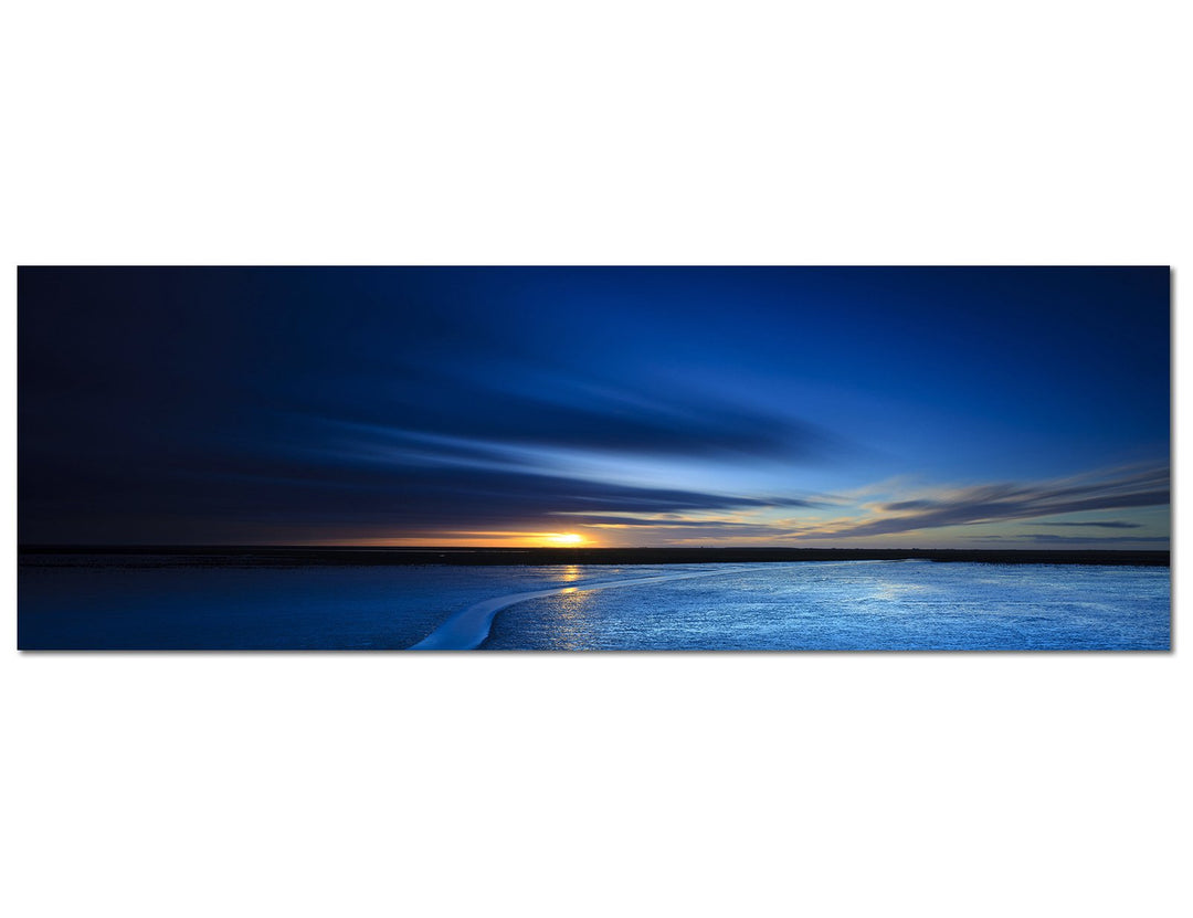 Paul Sinus Art Panoramabild auf Leinwand und Keilrahmen 120x40cm Strand Meer Sonnenuntergang