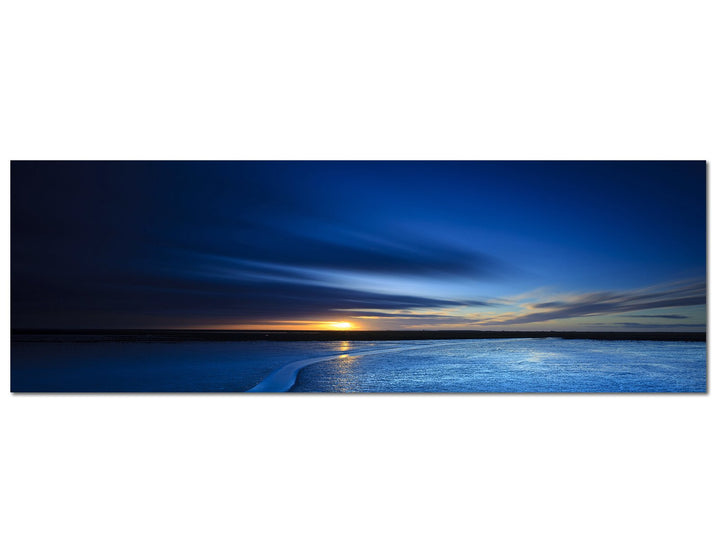 Paul Sinus Art Panoramabild auf Leinwand und Keilrahmen 120x40cm Strand Meer Sonnenuntergang
