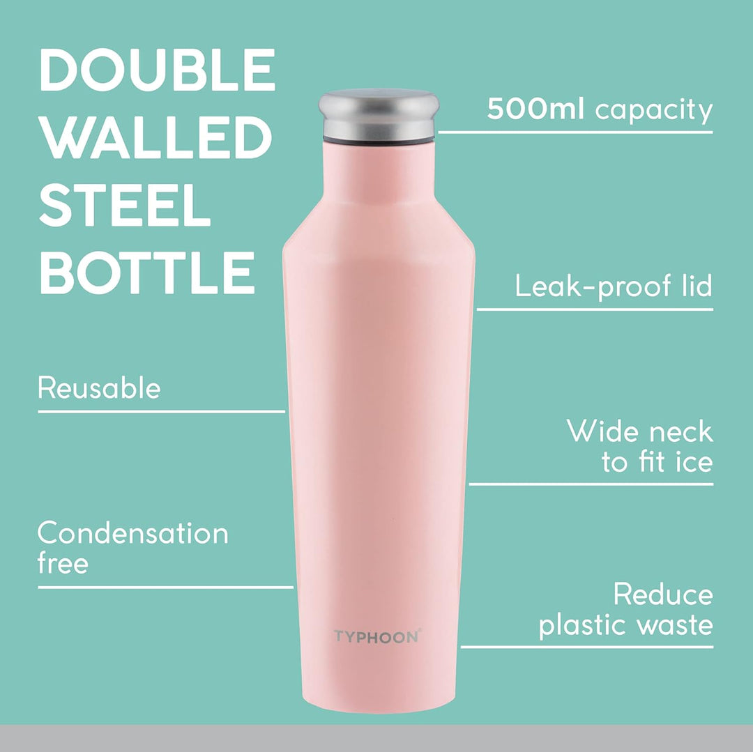 TYPHOON PURE COLOUR Isolierflasche aus Edelstahl, pink, 500 ml Rose, Rose
