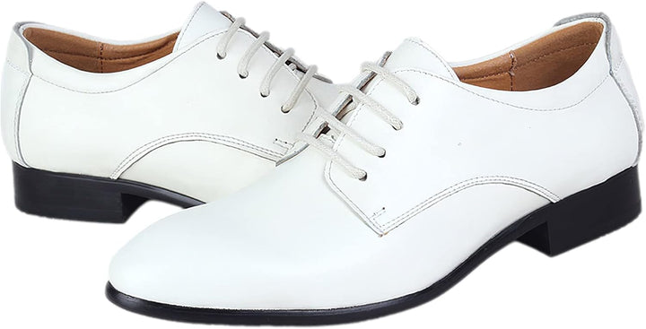 ANUFER Herren Echtes Leder Kleider Schuhe Formell Geschäft Derby Schnürsenkel 48.5 EU Weiss, 48.5 EU