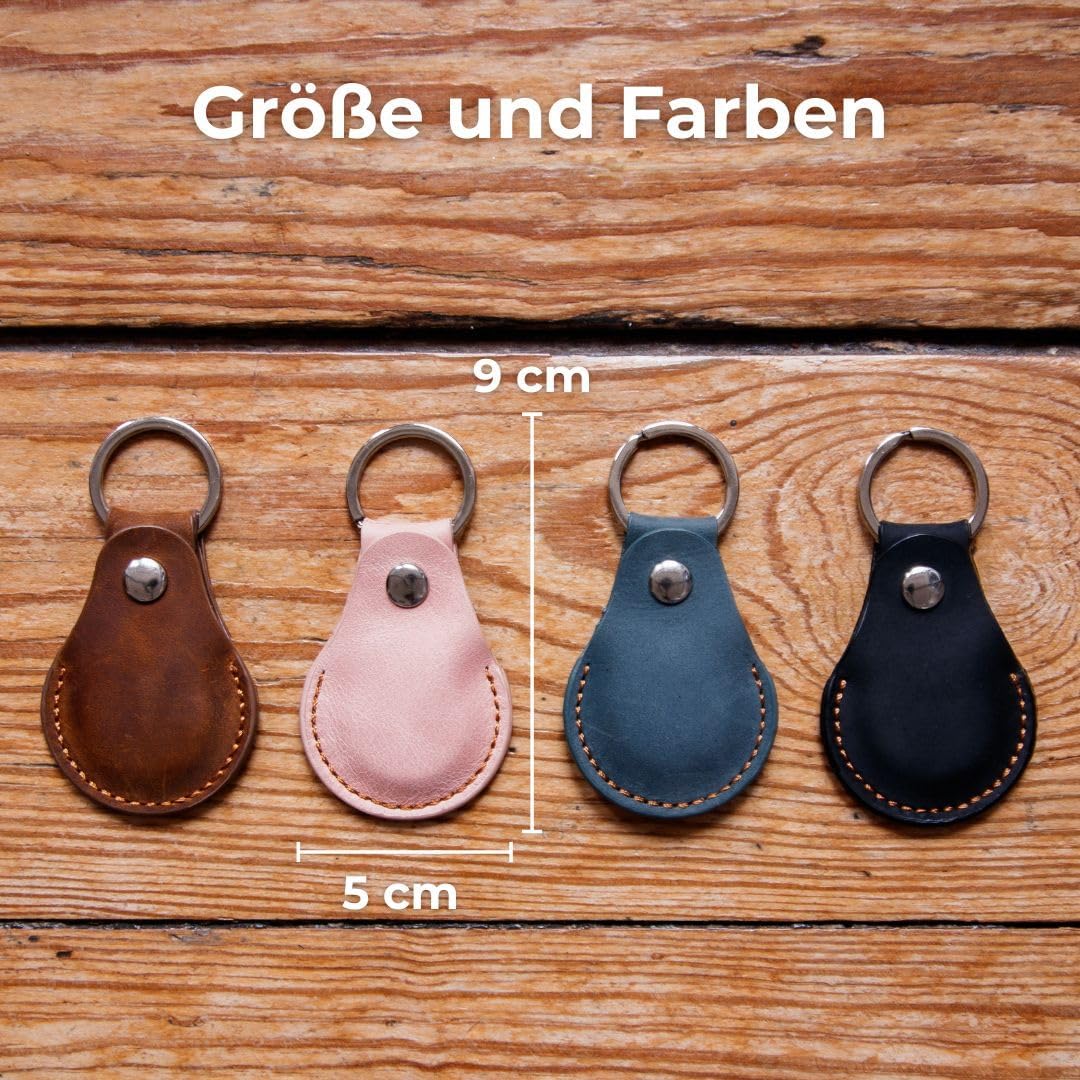 2-Stück LEDERTRAUM Airtag Schlüsselanhänger ECHTES-Leder, Airtag Anhänger aus Leder, Apple Hülle (br
