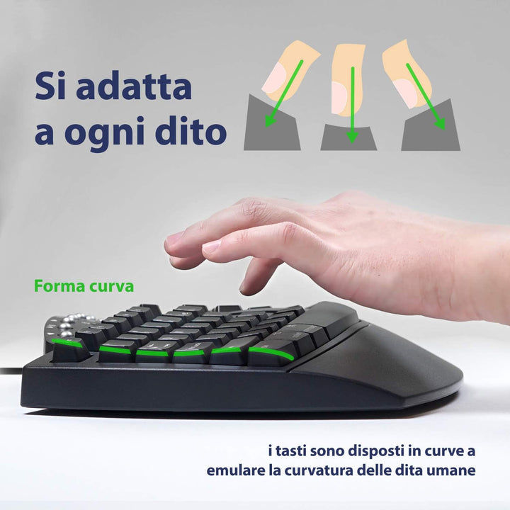 Perixx PERIBOARD-512 Ergonomische Split-Tastatur, USB, unterteiltes Design, mit 7 Multimedia-Tasten