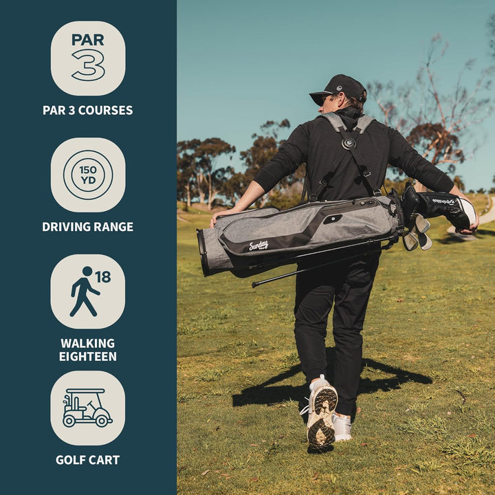 Sunday Golf EL Camino Tasche – Leichte Tasche mit Gurt und Ständer – Einfach zu tragen – Par 3 und S
