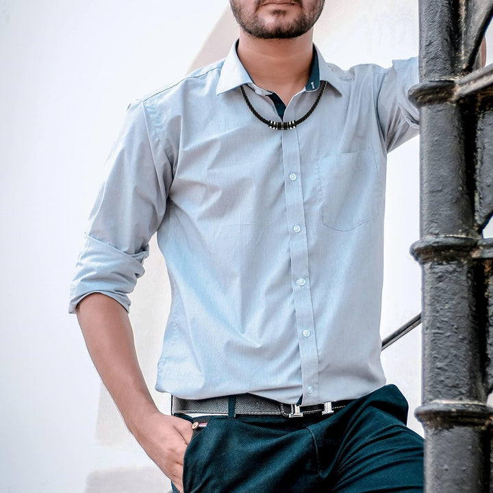 SHIEAGLELD Halskette Herren Leder, Herren Kette mit Edelstahl Halsband Anhänger, Geflochten Lederket