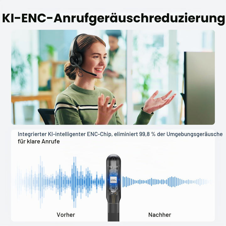 EKSA H3 Bluetooth Headset mit Mikrofon, [65 Stdn Wiedergabezeit &amp; 30M Reichweite] Wireless Headset M