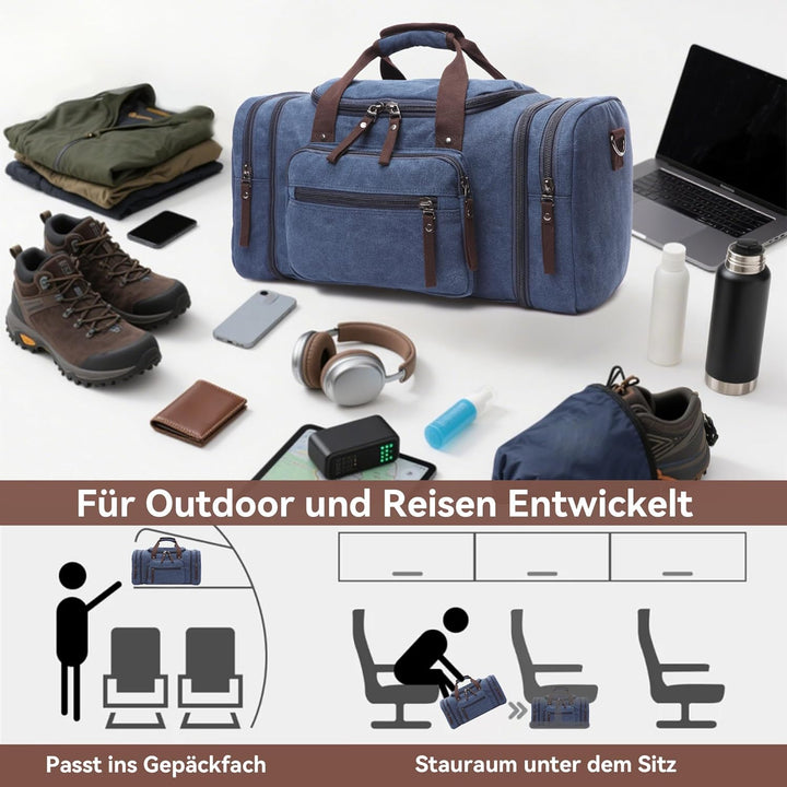 DORRISO Mode Herren Reisetasche Grosse Kapazität Erweiterbar Sporttasche 40L Elegant Handgepäck Tasc