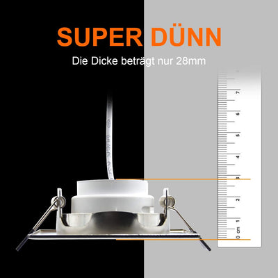 Allesgute 6er Set LED Einbaustrahler Dimmbar 230V Ultra Flach LED Spots Set Neutralweiss 6W Eckig Sc