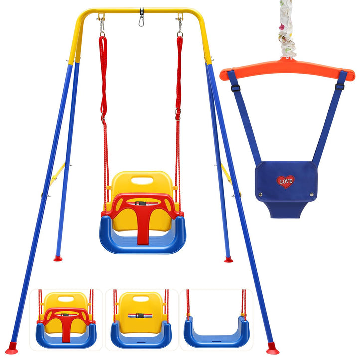 Babyschaukel & türhopser Baby 4-in-1 Set mit Gestell - Kinderschaukel, Baby Jumper mit Sicherheitsgu