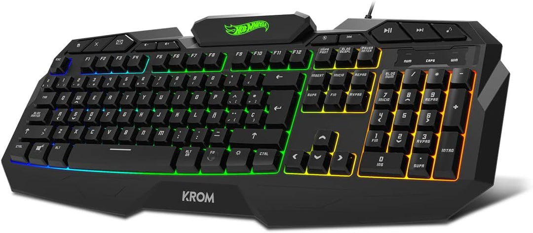 KROM Maus und -Mausunterlage Hot Wheels Edition Kustom - LED RGB Membrantastatur, Maus optischem Sen