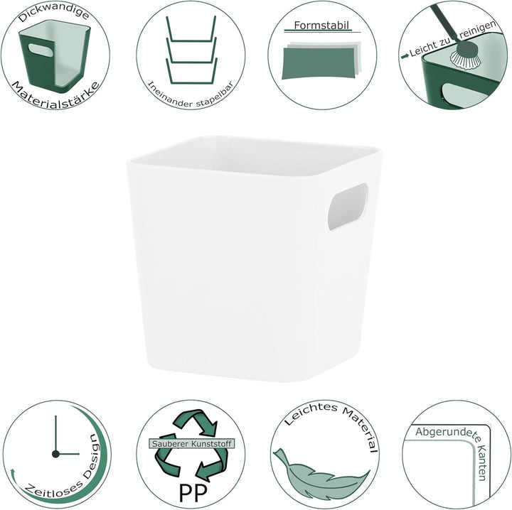 12x Ordnungsboxen - 10 cm hoch - WEIss - 10x10x10cm - 720 ml - Ordnungskorb - Schubladenorganizer Sc