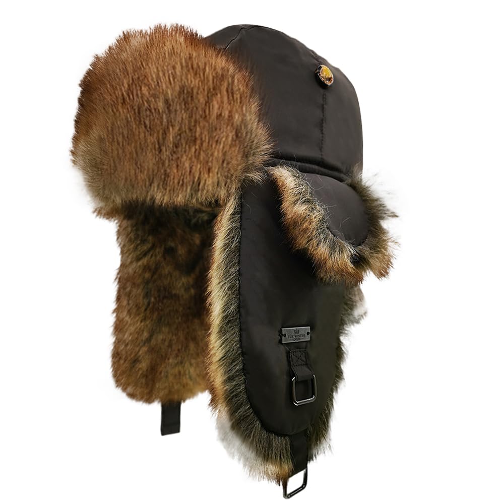 Unisex Fliegermütze Rib Bomber Aviator Pilot Hat Faux Fellmütze Winter Russische Mütze Herren Bomber