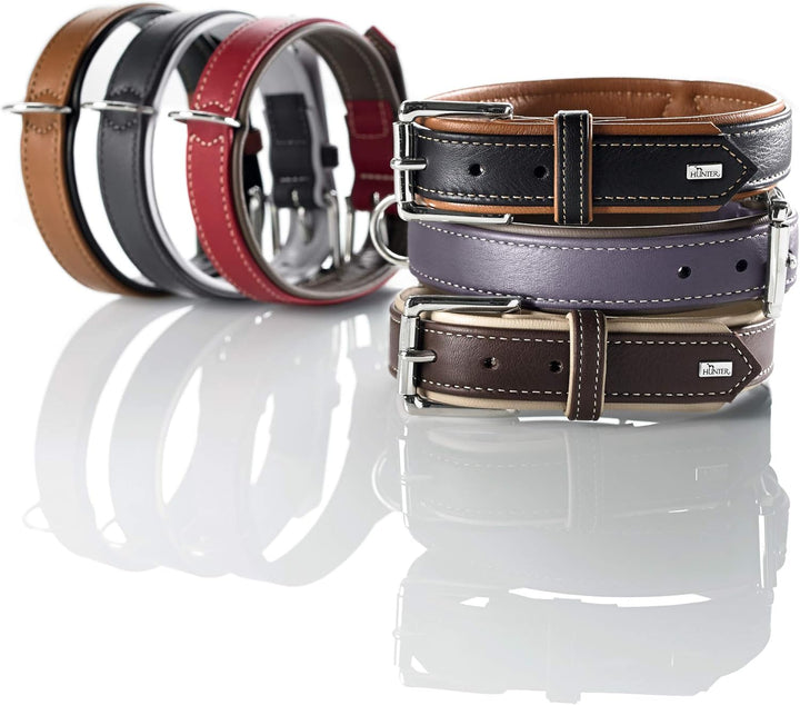 HUNTER CANADIAN Hundehalsband, Leder, hochwertig, weich, 30 (XS), chili/mokka, 30 (XS)