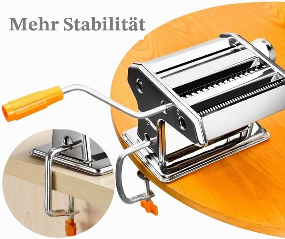 Nudelmaschine Pasta-Rollenmaschine -Edelstahl 3 In 1 Nudelschneider Maschine mit 6 Teigdicken Einste