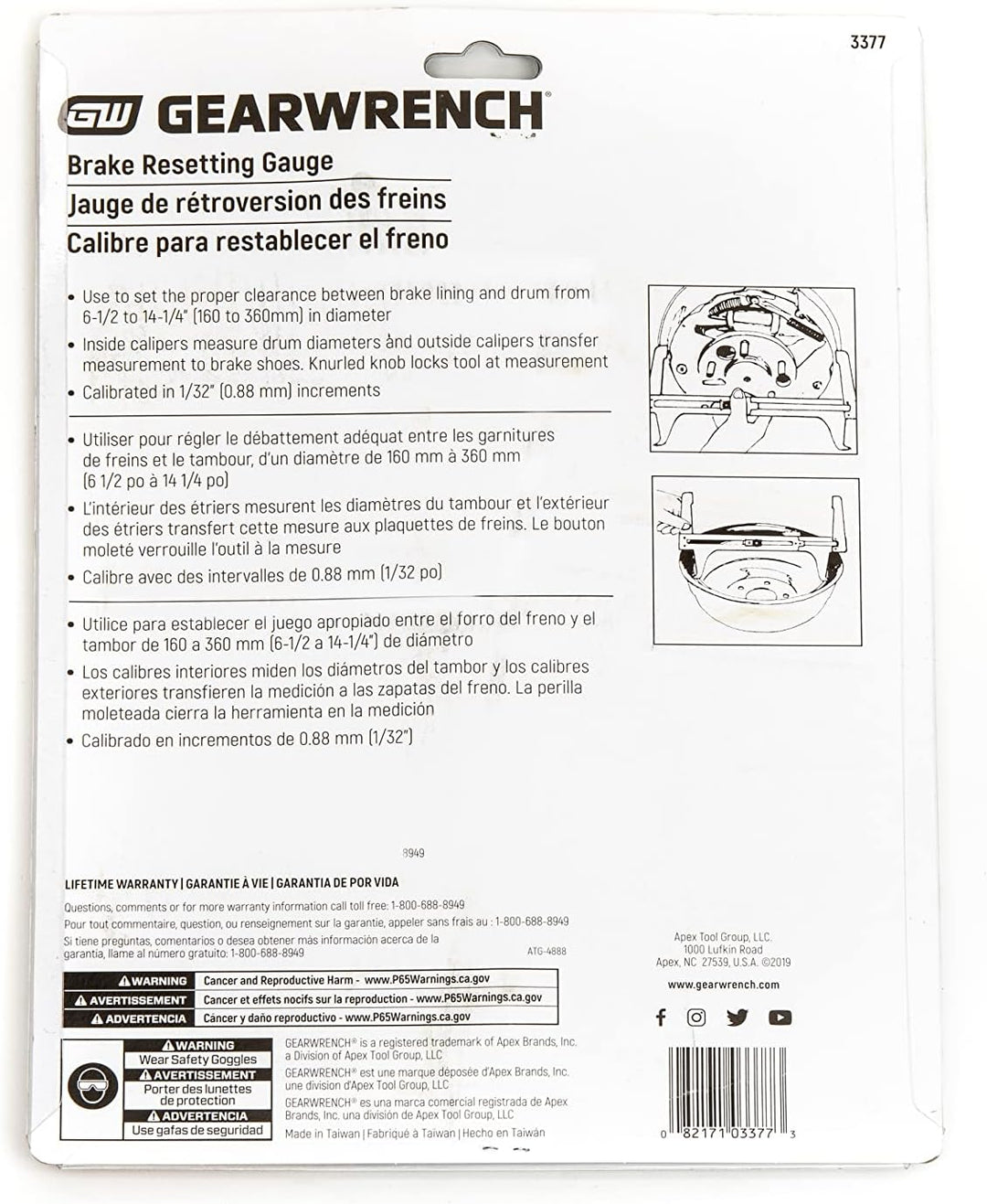 GEARWRENCH Bremsrückstell-Messgerät – 3377 Gaug Brk Reset, Gaug Brk Reset