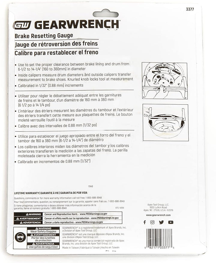 GEARWRENCH Bremsrückstell-Messgerät – 3377 Gaug Brk Reset, Gaug Brk Reset