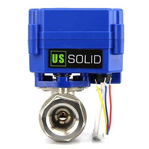 U.S. Solid Motorisierter Kugelhahn 3/4 Zoll, Edelstahl-Kugelhahn mit Vollanschluss, 9-24 V AC/DC und