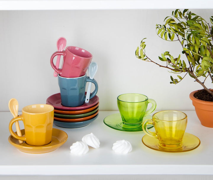 Excelsa Soul Kitchen Kaffeetasse mit Untertasse 6 tlg. Set Hug mehrfarbig Single, Single