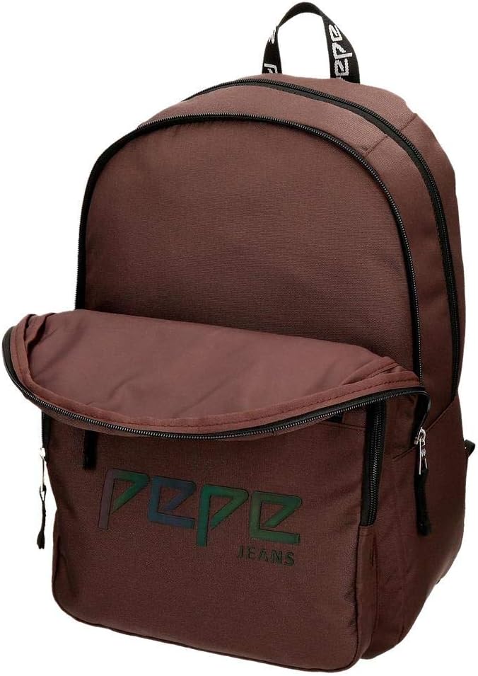 Pepe Jeans Osset Doppelfach-Rucksack Braun 31x46x16 cms Polyester 21.39L Braun Doppelter Rucksack, B