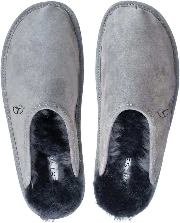 ESTRO Lammfell Hausschuhe Herren Pantoffeln Leder - Warm Lammfellhausschuhe Sheepskin Slippers Warme