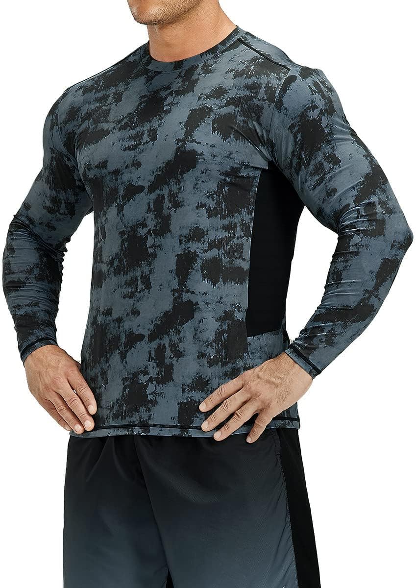 HUGE SPORTS Herren Laufshirt Langarmshirt Schnelltrocknend Sporthemden Atmungsaktiv Langarm Sportshi