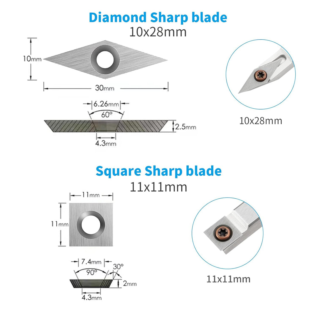 DEEFIINE Hartmetall Wendeschneidplatten Set fur DrehmeiBel, 8 Stück CNC Hartmetall Drechselwerkzeuge