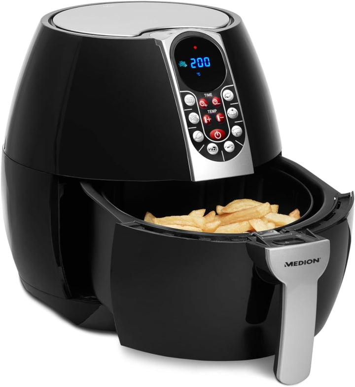 MEDION E10 S Heissluftfritteuse (Leistung ca. 1500 Watt, Airfryer, Digitales Bedienfeld, Nutzinhalt