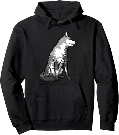 Sibirischer Husky Wald Naturillusion Männer Kinder Kinder Pullover Hoodie