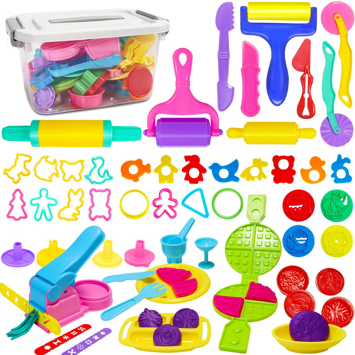 Knetwerkzeug, 53 Stück Knete Zubehör Kinder Plastilin Werkzeuge, Knete Ausstechformen Extruder Model