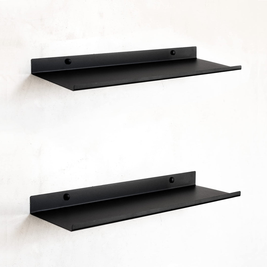 MILUKA Wandregal Schwarz aus Metall | 2er Set Schweberegale Schwarz 35 cm | Badezimmer Regal Wand |