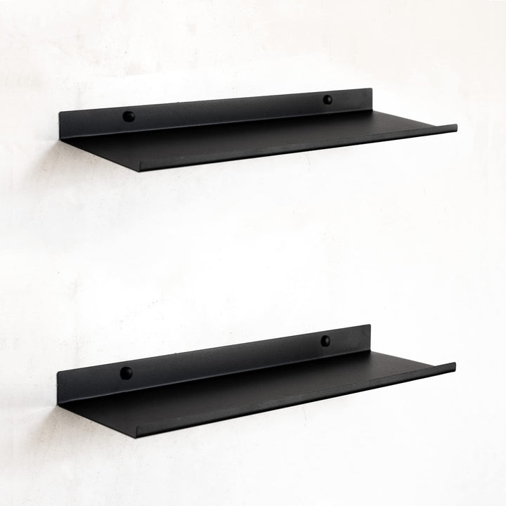 MILUKA Wandregal Schwarz aus Metall | 2er Set Schweberegale Schwarz 35 cm | Badezimmer Regal Wand |