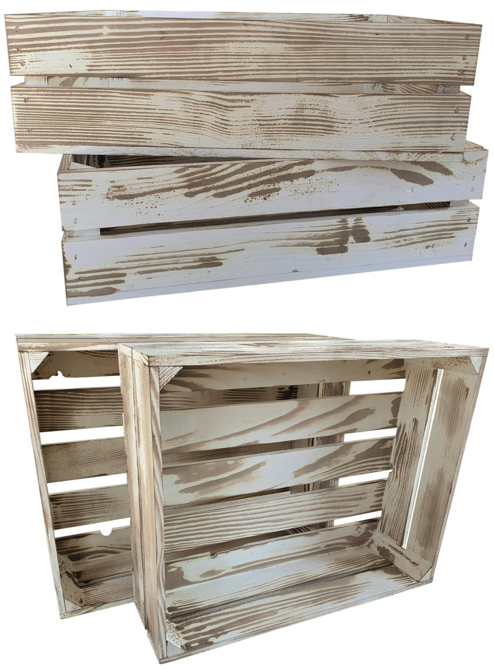 sunnypillow 3er Set Holzkiste Gross Aus Holz - Massive Weinkisten Vintage 50 x 40 x 15 cm - Holzbox
