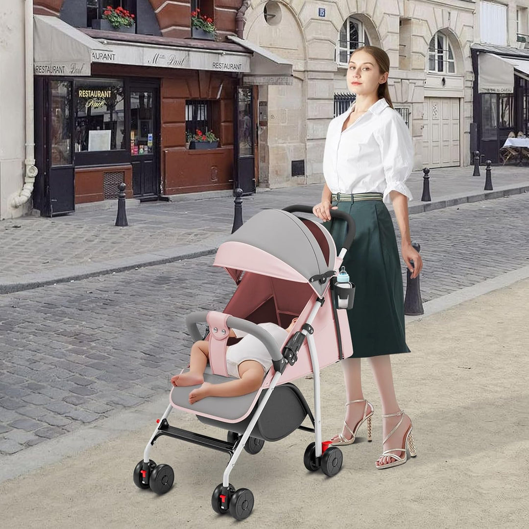 Kinderwagen Multifunktional Faltbar, Rückenlehne Verstellbar 175° Kann Sitzen oder Liegen, Verstellb