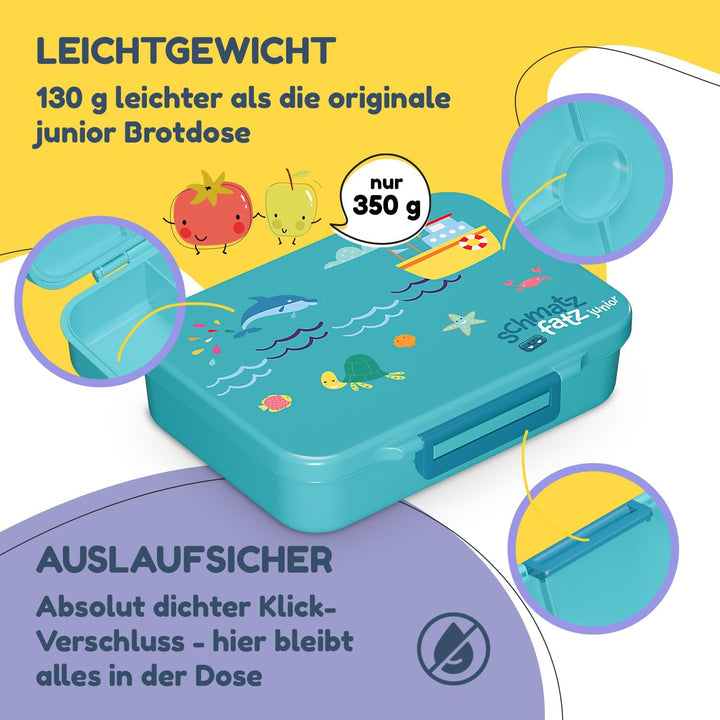 schmatzfatz Lunchbox, Unterteilte Brotdose Kinder, Lunchbox mit Fächern, Bunte Bento-Box für Schule