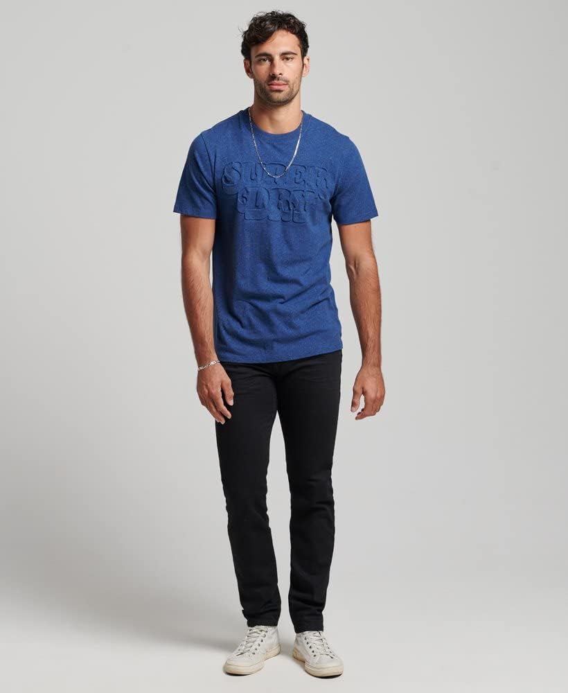 Superdry Herren Bedrucktes T-Shirt Hemd 3XL Leuchtendes Blau Meliert, 3XL Leuchtendes Blau Meliert