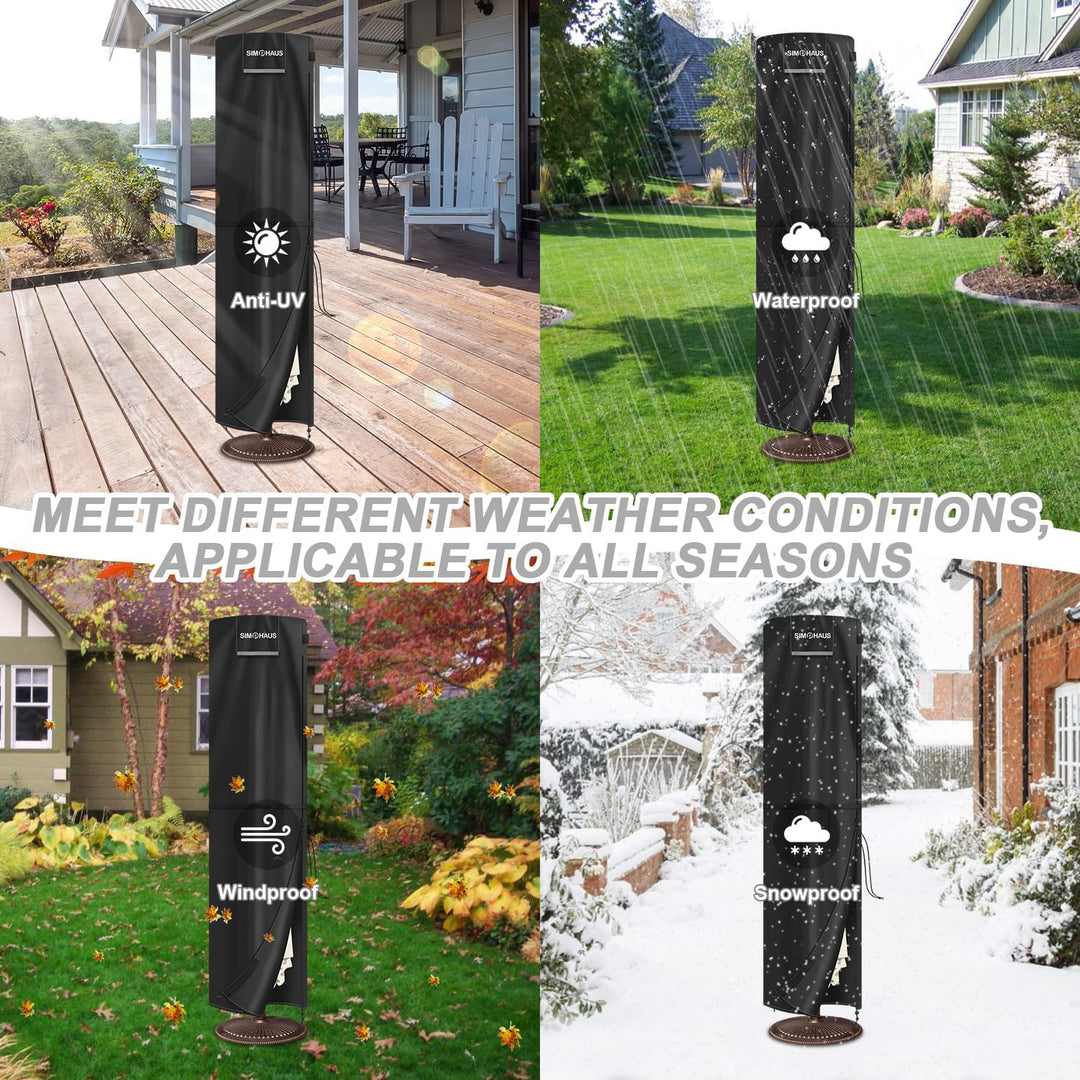 SIMPHAUS Schirm Schutzhülle für Gartendusche Abdeckhaube Sonnenschirm Abdeckung 2 bis 4m Ampelschirm
