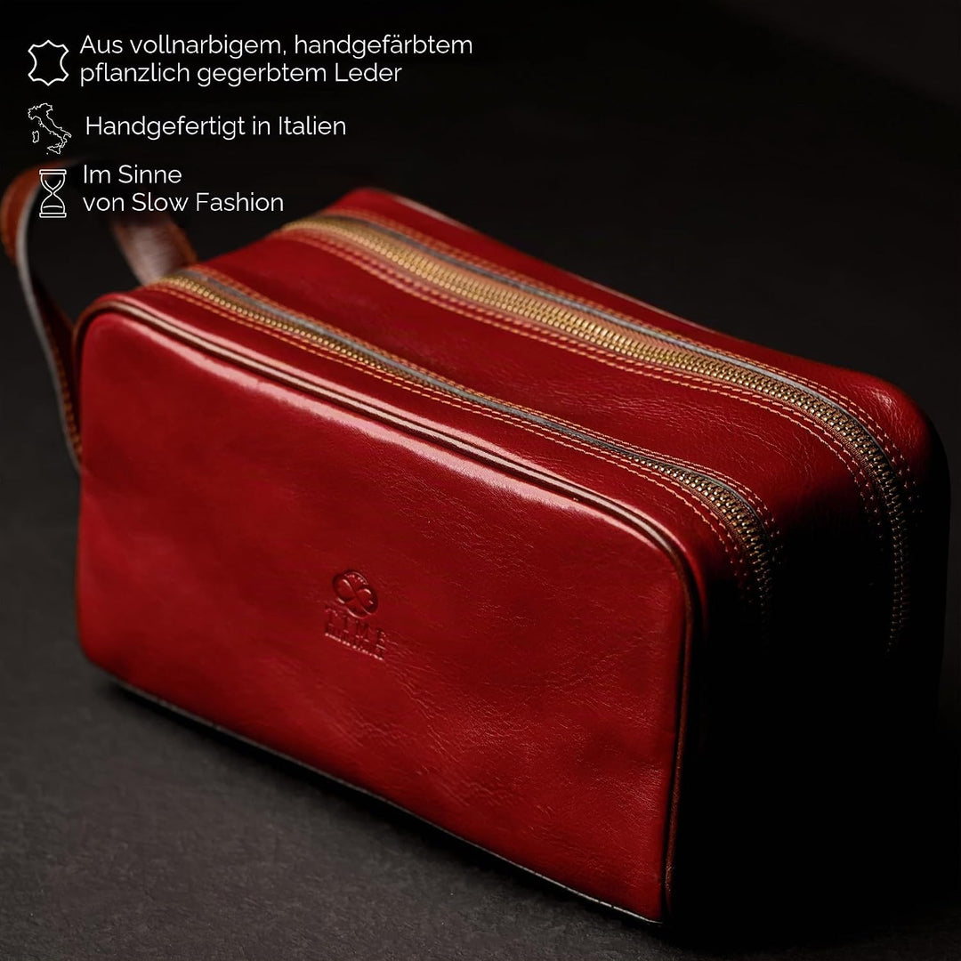 Kulturbeutel Leder Herren - Kosmetikbeutel - Waschtasche für Männer - 100% Echtleder - Hochwertige K