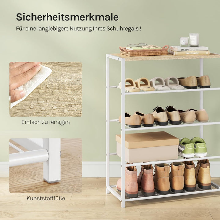 WOLTU Schuhregal mit 4 Ebenen, Schuhständer Metall, Schuhaufbewahrung platzsparend, Schuhorganizer f