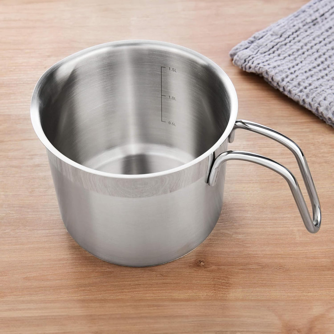 GRÄWE Kochtopf, 1,5 ml, Spülmaschinengeeignet, Topf für Induktion, klein, Edelstahl, Michtopf, Ø 14