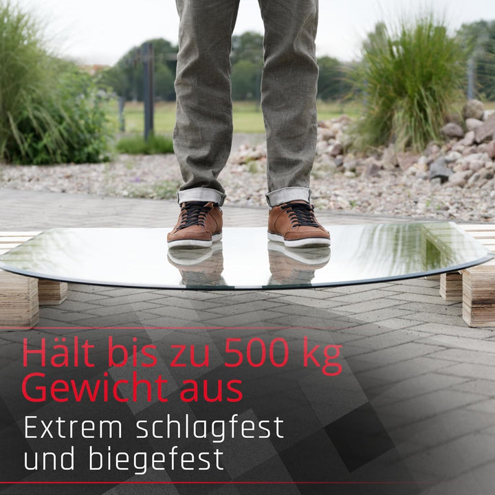 BIJON Funkenschutz-Platte mit Facettenschliff, Glasplatte Kaminofen, Kaminschutz mit ESG Sicherheits