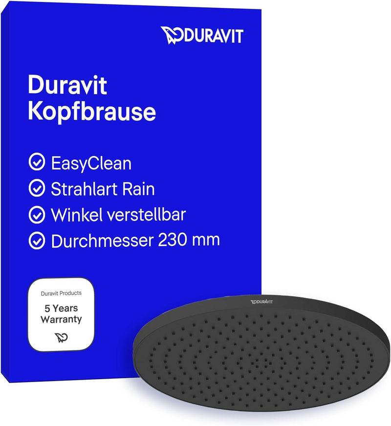 Duravit Universal Duschkopf aus Edelstahl, Duschbrause mit Strahlart Rain, Duscharmatur rund (Ø 230