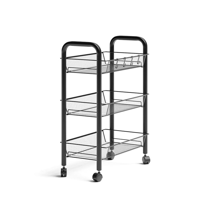 Vicco Rollcontainer Tarro, Schwarz, 45 x 64 cm mit 3 Ablagefächern, Schwarz