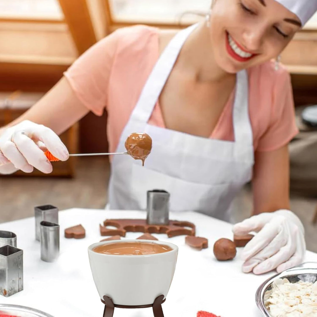 Schokoladen-Fondue-Becher, Keramik-Fondue-Becher mit 2 Gabeln, wiederverwendbarer Schokoladenschmelz