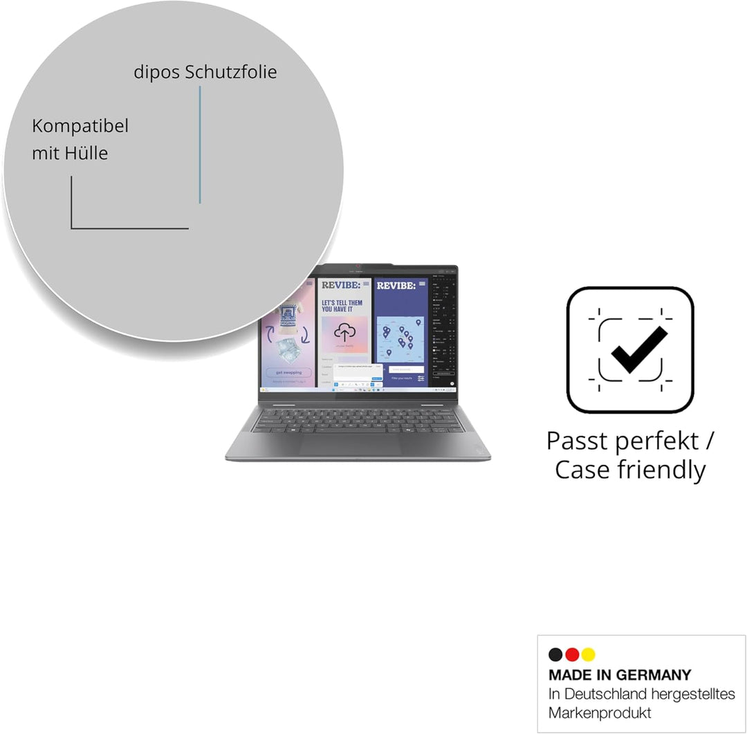 dipos I 2x Schutzfolie matt passend für Lenovo Yoga 7 2in1 14ILL10 Folie Displayschutzfolie, Ultra-D