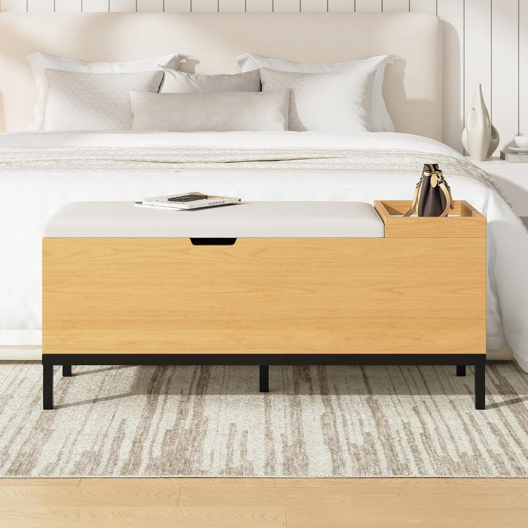 Merax Schuhschrank mit gepolsterter Sitzbank, Schuhbank mit Sitzfläch, mit Stauraum, Klappdeckel und